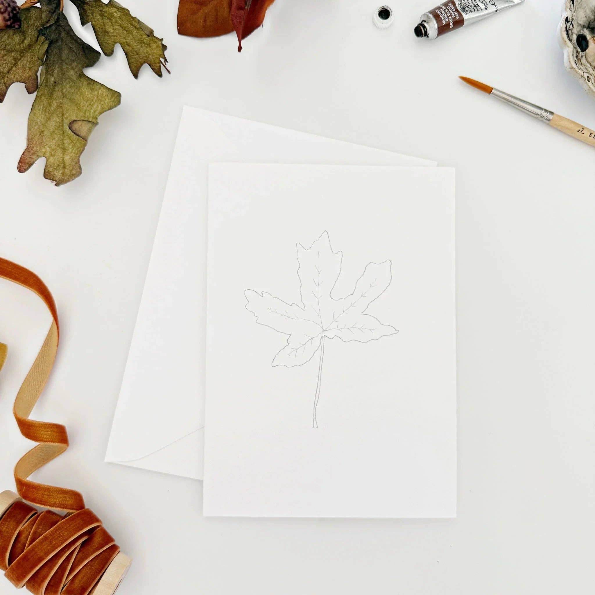 Fall leaves paintable watercolor notecard set - Image 8