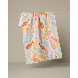 Fish Flip Geometry Tea Towel
