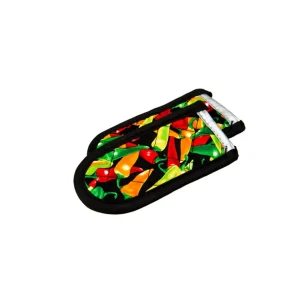 Multicolor Chili Pepper Fabric Hot Handle Holders. Set of 2