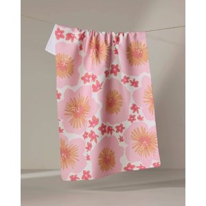 Hibiscus Sunset Geometry Tea Towel