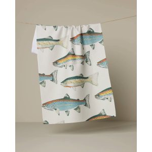 Hooked on Fishing Geometry Tea Towel