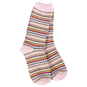 Boho Crew Socks in Pink Stripe