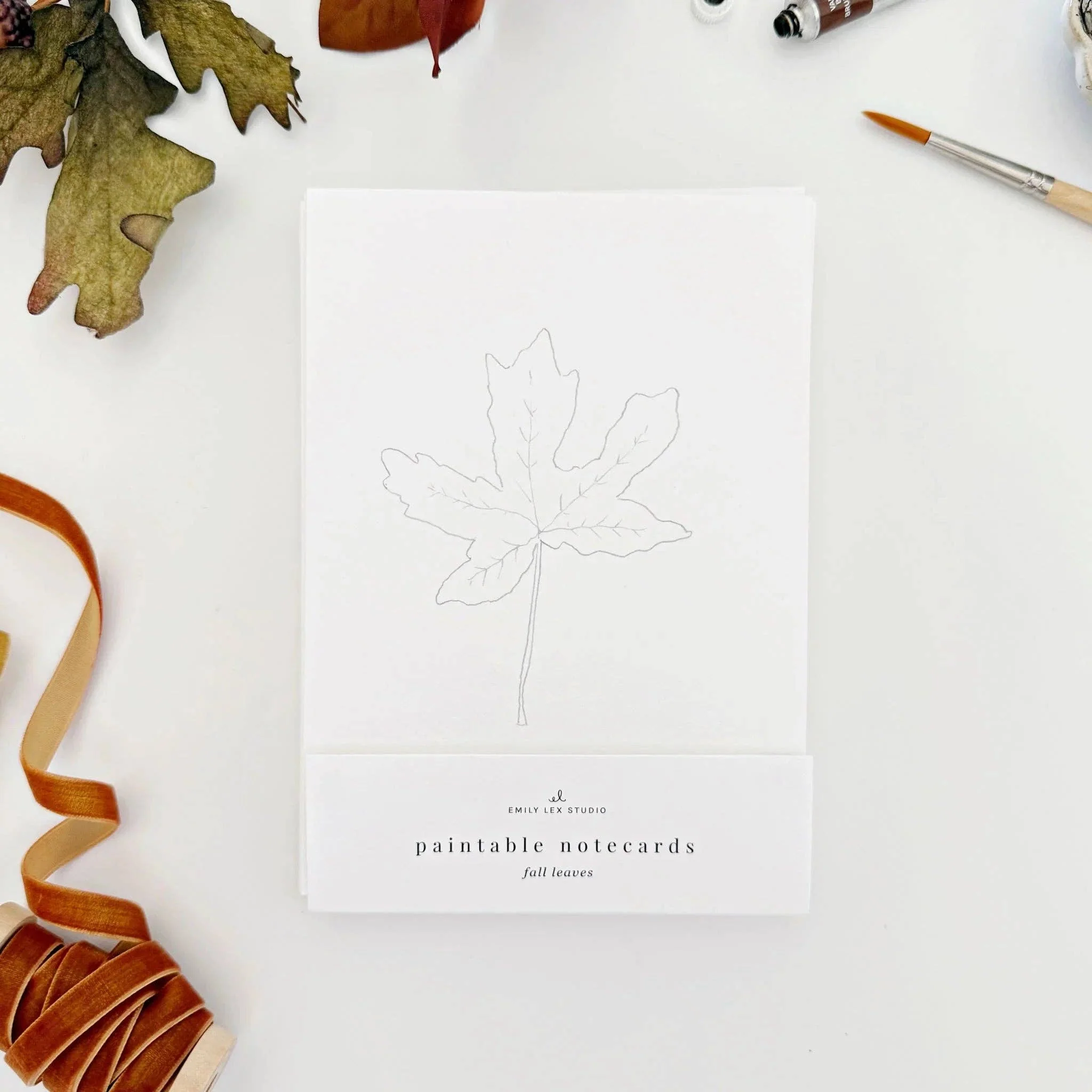 Fall leaves paintable watercolor notecard set - Image 2