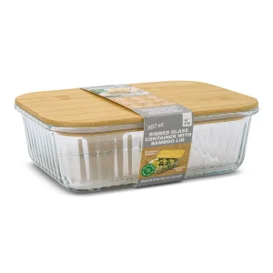 Ribbed Glass Storage Container