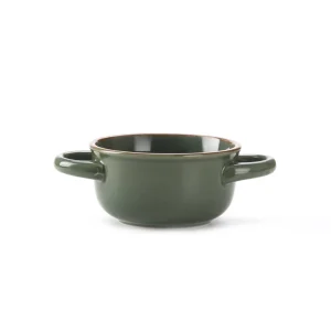 Soup Bowl in Alpine. Serving Bowl with Handles. Green. 18 oz