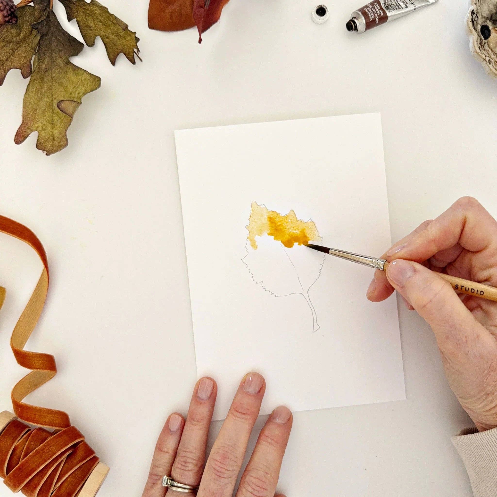 Fall leaves paintable watercolor notecard set - Image 5