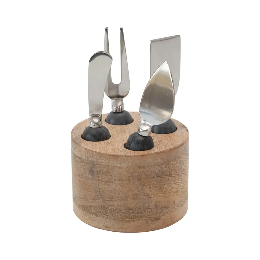 Cheese Servers with Wood Stand. Set of 5 - Image 6