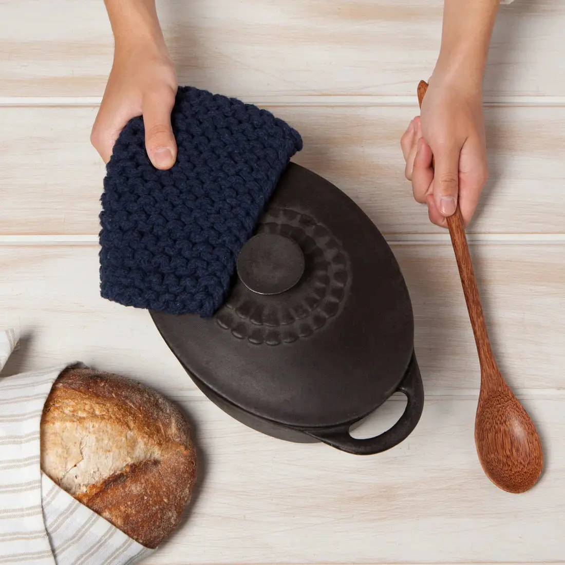 Midnight Blue Knit Potholder - Image 5