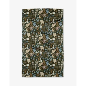 Cottage Meadow Sepia Geometry Kitchen Tea Towel