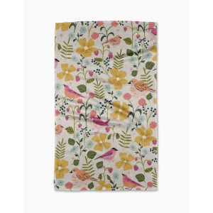 Summer Songbirds Geometry Kitchen Tea Towel