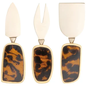 Tortoiseshell Cheese Knives. Set of 3