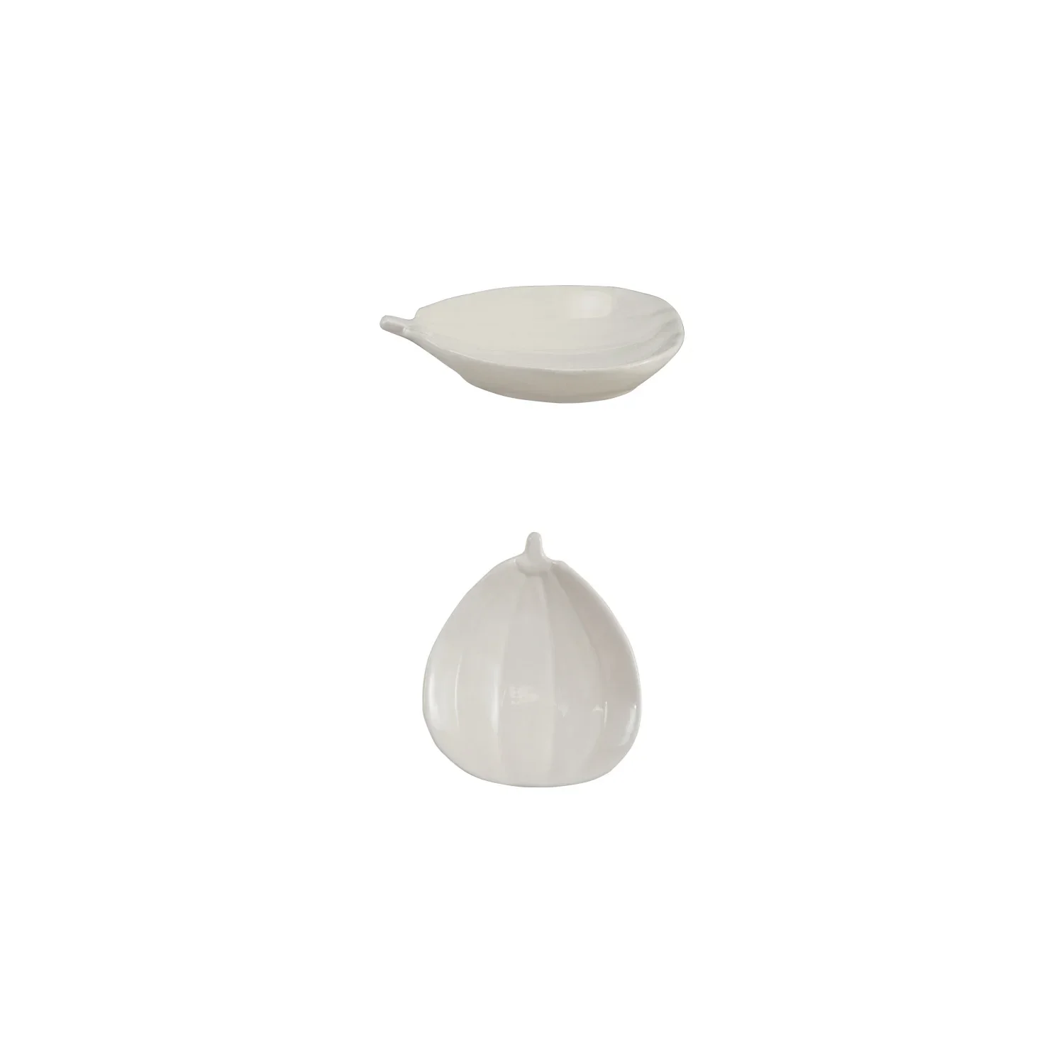 Stoneware Pumpkin Shaped Dish. White