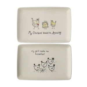 Platter with Chickens and Saying. 2 Styles