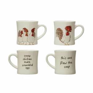 Stoneware Mug with Chicken and Saying. 8 oz.