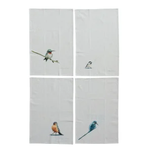 Painted Bird Cotton & Linen Printed Tea Towel. 4 Styles