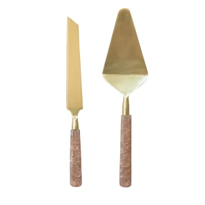 Marble Handle Cake Server Set