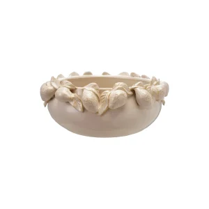Stoneware Bowl with 3D Lemons. Cream Color