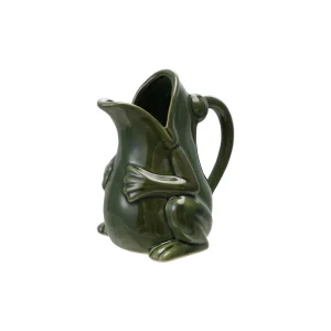Frog Pitcher. 16 oz. Stoneware with Reactive Glaze
