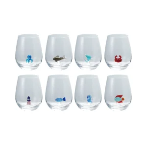 Whimsical Ocean Creatures Stemless Wine Glass
