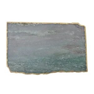 Agate Slab w/ Gold Electroplated Edge. Blue Green (Each One Will Vary)