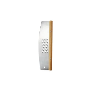 Stainless Steel & Rubberwood Pizza Cutter w/ Grater. Natural