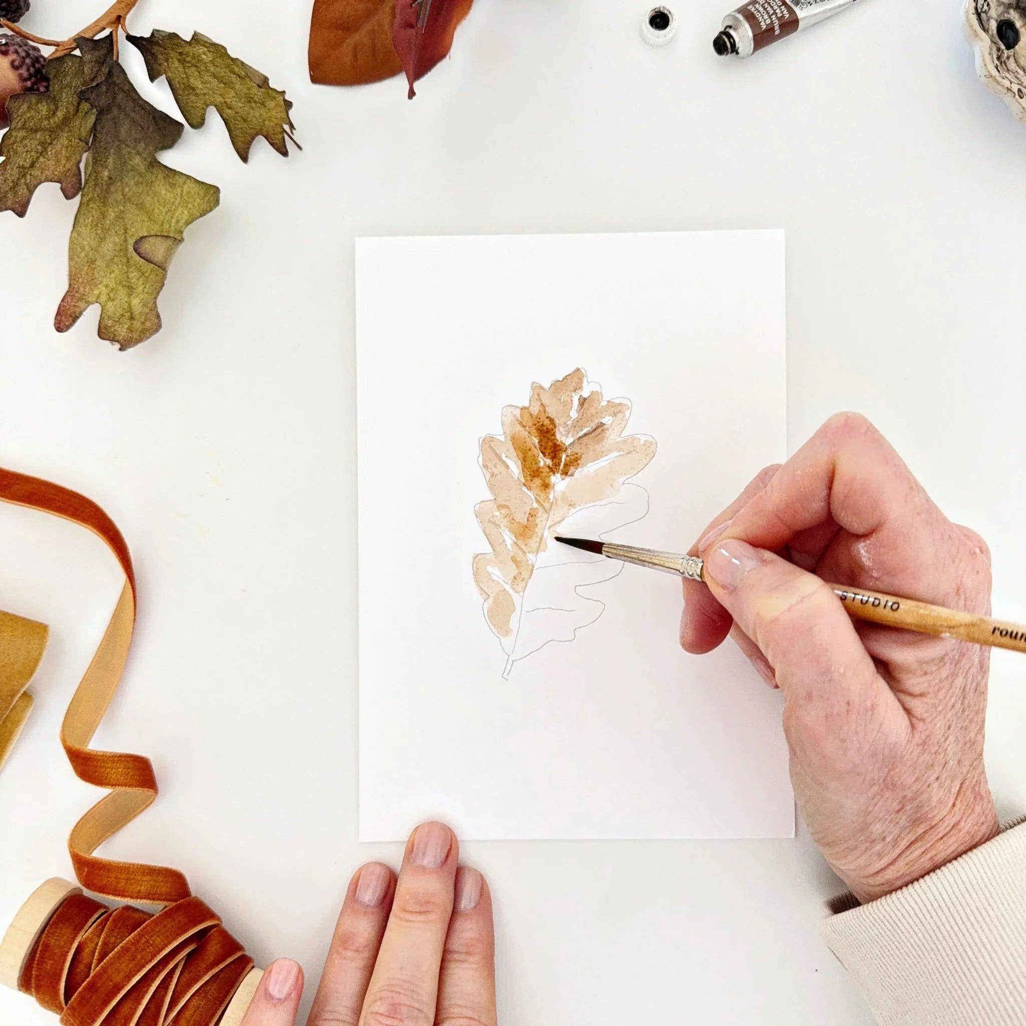Fall leaves paintable watercolor notecard set - Image 10