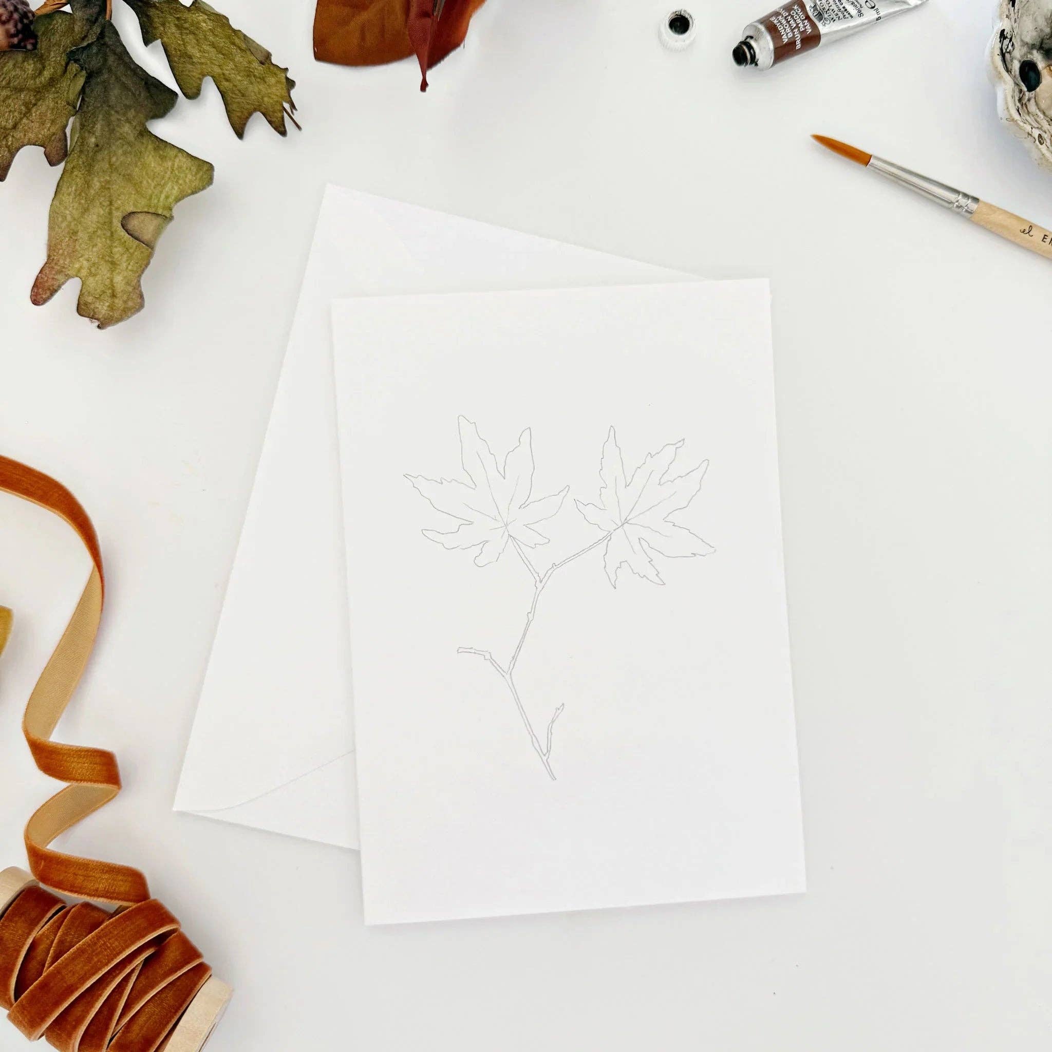 Fall leaves paintable watercolor notecard set - Image 6